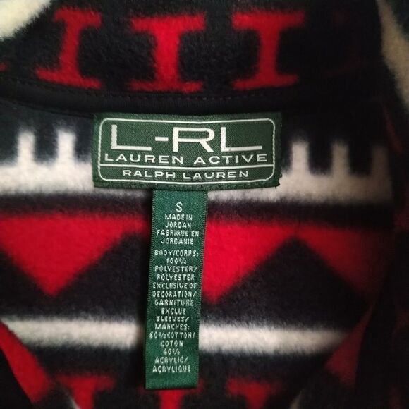 Ralph Lauren Fleece Jacket Active Red Black Fleece Cable Knit, Size Small - Picture 2 of 8